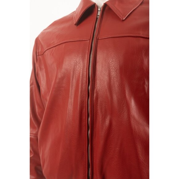 ZARA Womens Red Faux Leather Bomber Jacket Moto Biker XS Red 4341/855 NWT - Picture 4 of 6